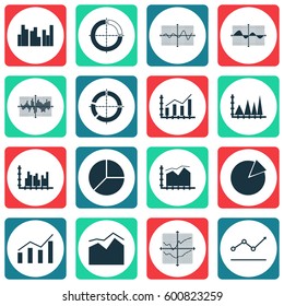 Set Of Graphs, Diagrams And Statistics Icons. Premium Quality Symbol Collection. Icons Can Be Used For Web, App And UI Design.