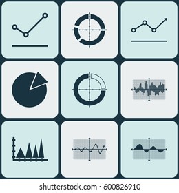 Set Of Graphs, Diagrams And Statistics Icons. Premium Quality Symbol Collection. Icons Can Be Used For Web, App And UI Design.
