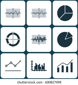 Set Of Graphs, Diagrams And Statistics Icons. Premium Quality Symbol Collection. Icons Can Be Used For Web, App And UI Design.