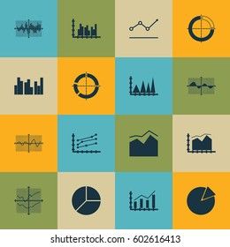 Set Of Graphs, Diagrams And Statistics Icons. Premium Quality Symbol Collection. Icons Can Be Used For Web, App And UI Design.