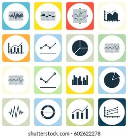 Set Of Graphs, Diagrams And Statistics Icons. Premium Quality Symbol Collection. Icons Can Be Used For Web, App And UI Design.