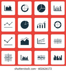 Set Of Graphs, Diagrams And Statistics Icons. Premium Quality Symbol Collection. Icons Can Be Used For Web, App And UI Design.