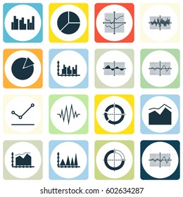 Set Of Graphs, Diagrams And Statistics Icons. Premium Quality Symbol Collection. Icons Can Be Used For Web, App And UI Design.