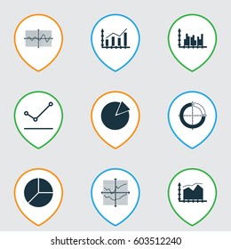 Set Of Graphs, Diagrams And Statistics Icons. Premium Quality Symbol Collection. Icons Can Be Used For Web, App And UI Design.