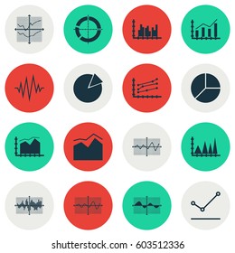 Set Of Graphs, Diagrams And Statistics Icons. Premium Quality Symbol Collection. Icons Can Be Used For Web, App And UI Design.