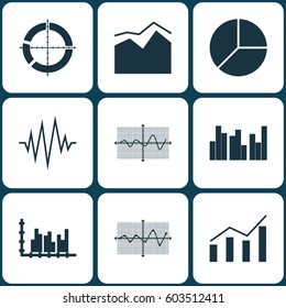 Set Of Graphs, Diagrams And Statistics Icons. Premium Quality Symbol Collection. Icons Can Be Used For Web, App And UI Design.