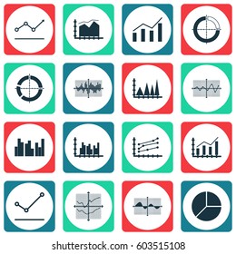 Set Of Graphs, Diagrams And Statistics Icons. Premium Quality Symbol Collection. Icons Can Be Used For Web, App And UI Design.