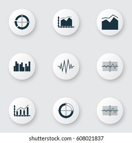Set Of Graphs, Diagrams And Statistics Icons. Premium Quality Symbol Collection. Icons Can Be Used For Web, App And UI Design.