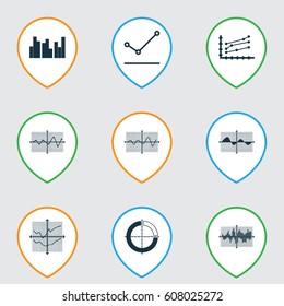 Set Of Graphs, Diagrams And Statistics Icons. Premium Quality Symbol Collection. Icons Can Be Used For Web, App And UI Design.