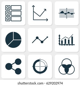 Set Of Graphs, Diagrams And Statistics Icons. Premium Quality Symbol Collection. Icons Can Be Used For Web, App And UI Design.