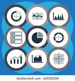 Set Of Graphs, Diagrams And Statistics Icons. Premium Quality Symbol Collection. Icons Can Be Used For Web, App And UI Design.