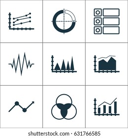 Set Of Graphs, Diagrams And Statistics Icons. Premium Quality Symbol Collection. Icons Can Be Used For Web, App And UI Design.
