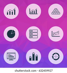 Set Of Graphs, Diagrams And Statistics Icons. Premium Quality Symbol Collection. Icons Can Be Used For Web, App And UI Design.