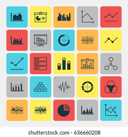 Set Of Graphs, Diagrams And Statistics Icons. Premium Quality Symbol Collection. Icons Can Be Used For Web, App And UI Design.
