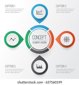 Set Of Graphs, Diagrams And Statistics Icons. Premium Quality Symbol Collection. Icons Can Be Used For Web, App And UI Design.