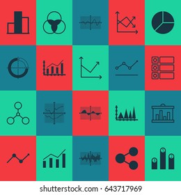Set Of Graphs, Diagrams And Statistics Icons. Premium Quality Symbol Collection. Icons Can Be Used For Web, App And UI Design.