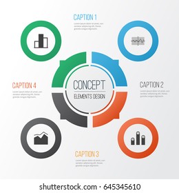 Set Of Graphs, Diagrams And Statistics Icons. Premium Quality Symbol Collection. Icons Can Be Used For Web, App And UI Design.