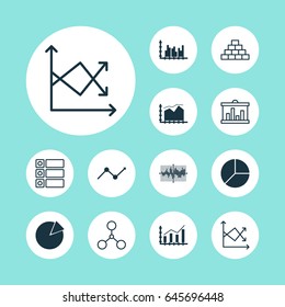 Set Of Graphs, Diagrams And Statistics Icons. Premium Quality Symbol Collection. Icons Can Be Used For Web, App And UI Design.
