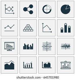 Set Of Graphs, Diagrams And Statistics Icons. Premium Quality Symbol Collection. Icons Can Be Used For Web, App And UI Design.