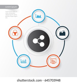 Set Of Graphs, Diagrams And Statistics Icons. Premium Quality Symbol Collection. Icons Can Be Used For Web, App And UI Design.