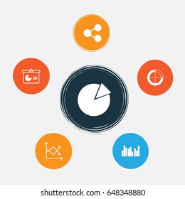 Set Of Graphs, Diagrams And Statistics Icons. Premium Quality Symbol Collection. Icons Can Be Used For Web, App And UI Design.