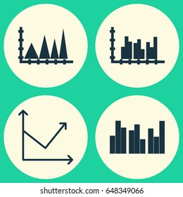 Set Of Graphs, Diagrams And Statistics Icons. Premium Quality Symbol Collection. Icons Can Be Used For Web, App And UI Design.