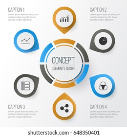 Set Of Graphs, Diagrams And Statistics Icons. Premium Quality Symbol Collection. Icons Can Be Used For Web, App And UI Design.
