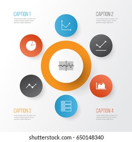 Set Of Graphs, Diagrams And Statistics Icons. Premium Quality Symbol Collection. Icons Can Be Used For Web, App And UI Design.