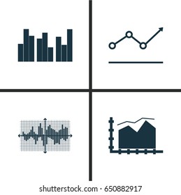 Set Of Graphs, Diagrams And Statistics Icons. Premium Quality Symbol Collection. Icons Can Be Used For Web, App And UI Design.