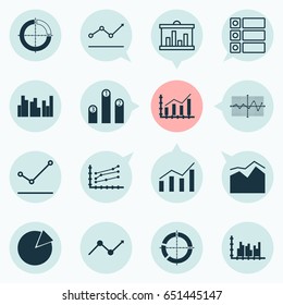 Set Of Graphs, Diagrams And Statistics Icons. Premium Quality Symbol Collection. Icons Can Be Used For Web, App And UI Design.