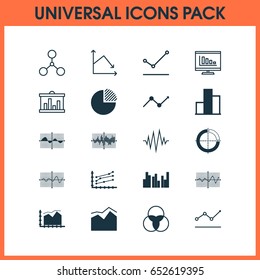 Set Of Graphs, Diagrams And Statistics Icons. Premium Quality Symbol Collection. Icons Can Be Used For Web, App And UI Design.