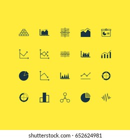 Set Of Graphs, Diagrams And Statistics Icons. Premium Quality Symbol Collection. Icons Can Be Used For Web, App And UI Design.