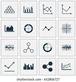 Set Of Graphs, Diagrams And Statistics Icons. Premium Quality Symbol Collection. Icons Can Be Used For Web, App And UI Design.