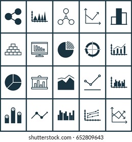 Set Of Graphs, Diagrams And Statistics Icons. Premium Quality Symbol Collection. Icons Can Be Used For Web, App And UI Design.