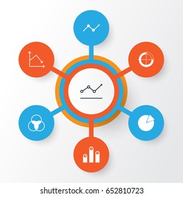 Set Of Graphs, Diagrams And Statistics Icons. Premium Quality Symbol Collection. Icons Can Be Used For Web, App And UI Design.