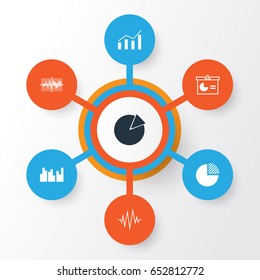 Set Of Graphs, Diagrams And Statistics Icons. Premium Quality Symbol Collection. Icons Can Be Used For Web, App And UI Design.