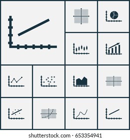 Set Of Graphs, Diagrams And Statistics Icons. Premium Quality Symbol Collection. Icons Can Be Used For Web, App And UI Design.