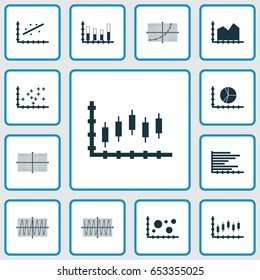 Set Of Graphs, Diagrams And Statistics Icons. Premium Quality Symbol Collection. Icons Can Be Used For Web, App And UI Design.