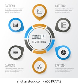 Conjunto De Gráficos, Diagramas Y Iconos De Estadísticas. Colección de símbolos de calidad superior. Los Iconos Se Pueden Usar Para Diseño Web, Aplicación E UI.