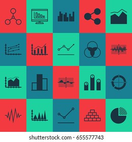 Set Of Graphs, Diagrams And Statistics Icons. Premium Quality Symbol Collection. Icons Can Be Used For Web, App And UI Design.