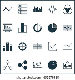 Set Of Graphs, Diagrams And Statistics Icons. Premium Quality Symbol Collection. Icons Can Be Used For Web, App And UI Design.