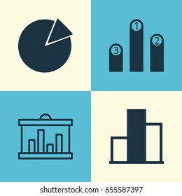 Set Of Graphs, Diagrams And Statistics Icons. Premium Quality Symbol Collection. Icons Can Be Used For Web, App And UI Design.