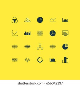 Set Of Graphs, Diagrams And Statistics Icons. Premium Quality Symbol Collection. Icons Can Be Used For Web, App And UI Design.