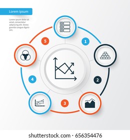 Set Of Graphs, Diagrams And Statistics Icons. Premium Quality Symbol Collection. Icons Can Be Used For Web, App And UI Design.