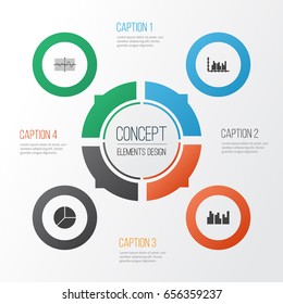 Set Of Graphs, Diagrams And Statistics Icons. Premium Quality Symbol Collection. Icons Can Be Used For Web, App And UI Design.