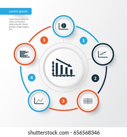 Set Of Graphs, Diagrams And Statistics Icons. Premium Quality Symbol Collection. Icons Can Be Used For Web, App And UI Design.