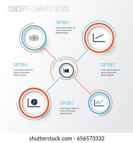 Set Of Graphs, Diagrams And Statistics Icons. Premium Quality Symbol Collection. Icons Can Be Used For Web, App And UI Design.
