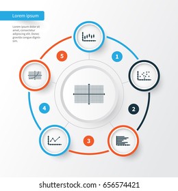 Set Of Graphs, Diagrams And Statistics Icons. Premium Quality Symbol Collection. Icons Can Be Used For Web, App And UI Design.