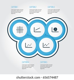 Set Of Graphs, Diagrams And Statistics Icons. Premium Quality Symbol Collection. Icons Can Be Used For Web, App And UI Design.