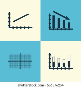 Set Of Graphs, Diagrams And Statistics Icons. Premium Quality Symbol Collection. Icons Can Be Used For Web, App And UI Design.